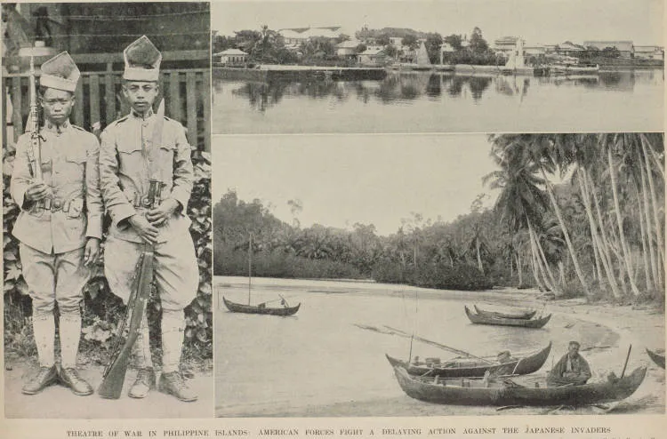 Theatre of war in Philippine islands: American forces fight a delaying action against the Japanese invaders