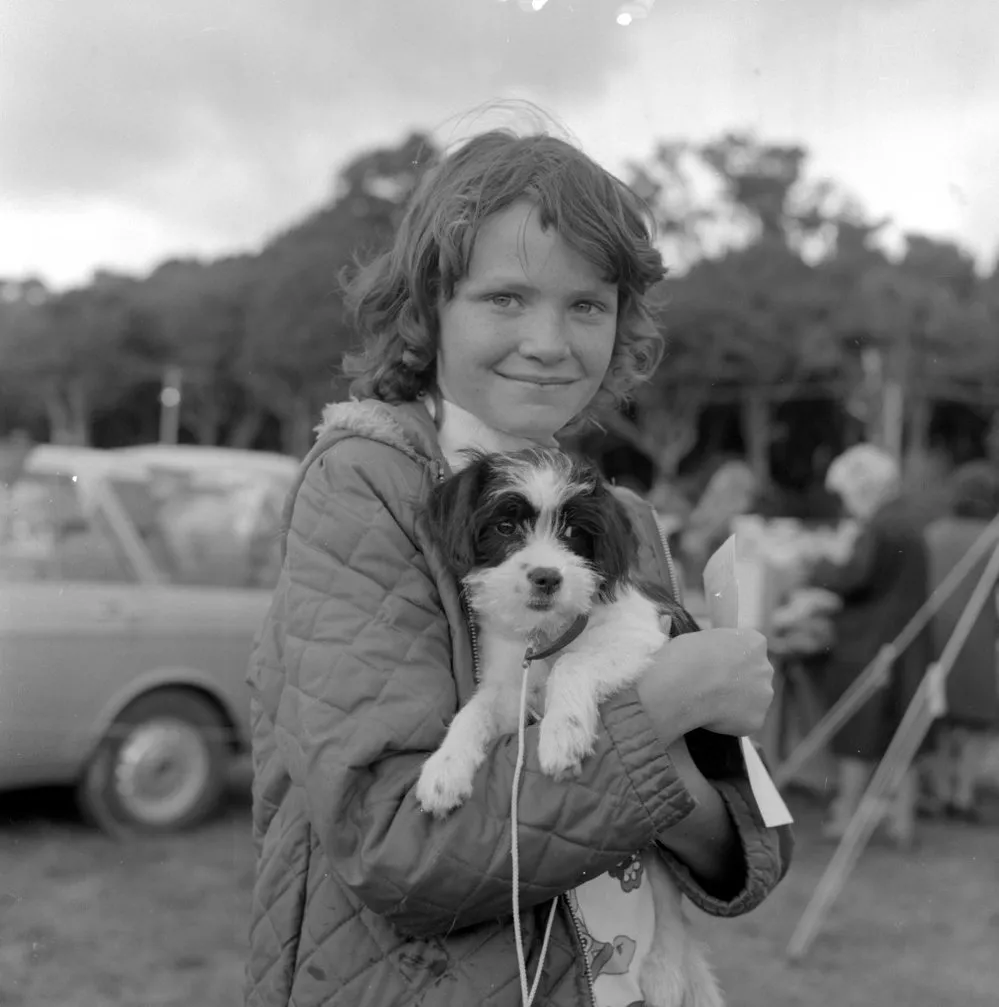 A & P show; pet parade; girl and puppy