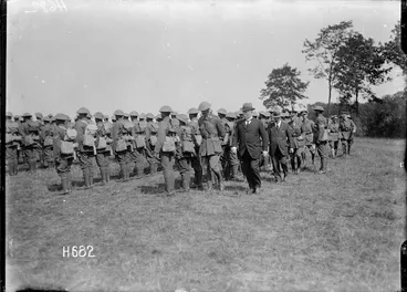Image: Prime Minister Massey and Deputy PM Ward inspect the Pioneer Battalion, Bois-de-Warnimont, France