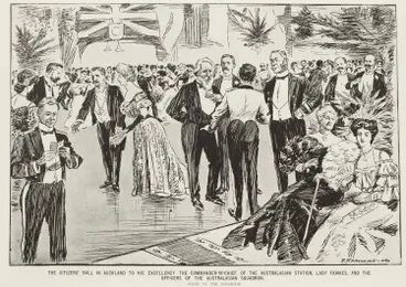 Image: The citizens' ball in Auckland to His Excellency the Commander-in-Chief of the Australasian Station, Lady Fawkes, and the officers of the Australasian Squadron