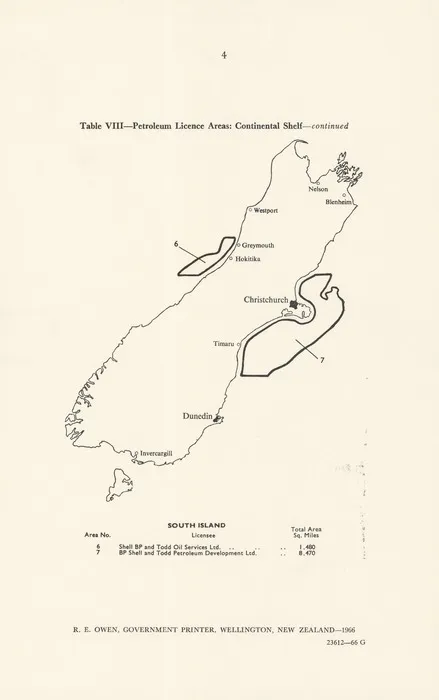 Petroleum licence areas. Continental shelf : [New Zealand].