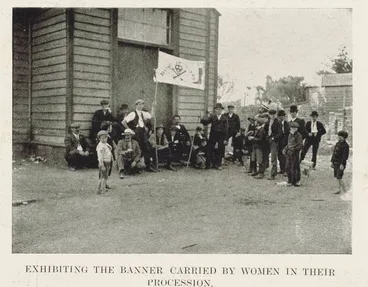 Image: Exhibiting the banner carried by women in their procession