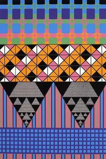 Image: Untitled [geometric design containing triangles, squares and crosses]