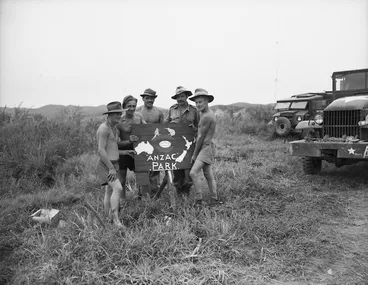 Image: Australian and New Zealand personnel at Anzac Park, near forward defensive positions in Korea