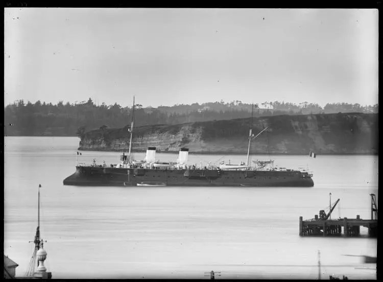 The French cruiser Protet in the Waitemata Harbour, 1900