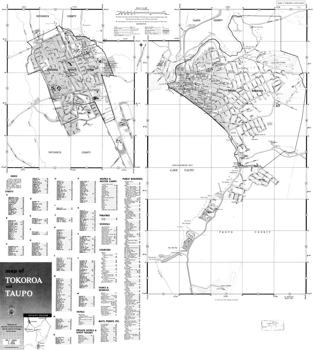 Tokoroa and Taupo: street map. [1st ed.]