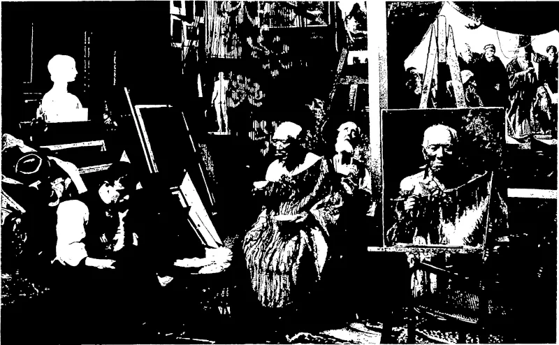B. Love, photo, Auckland.] THE MODEL'S REPOSE: MR C. F. GOLDIE IN HIS STUDIO. (Otago Witness, 25 November 1903)