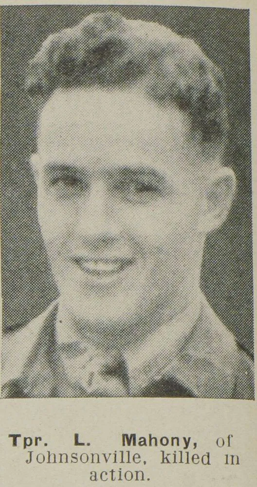 Tpr. L. Mahony, of Johnsonville, killed in action
