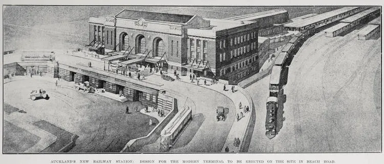 Auckland New Railway Station: Design for the Modern Terminal To Be Erected on the Site In Beach Road
