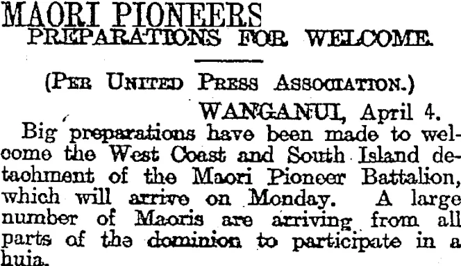 MAORI PIONEERS (Otago Daily Times 5-4-1919)