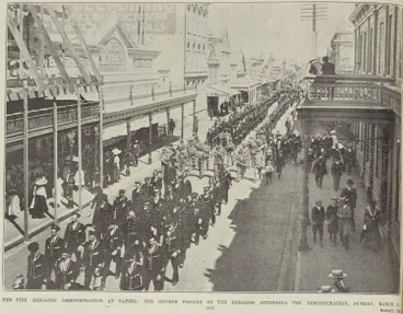 Image: The Fire brigades demonstration at Napier: the church parade of the brigades attending the demonstration, Sunday, March 8, 1903