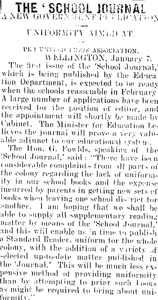 THE 'SCHOOL JOURNAL.' (Mataura Ensign 7-1-1907)