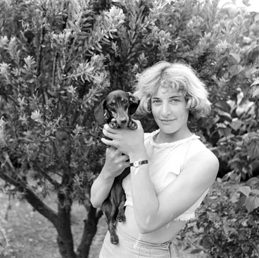 Image: Girl and pet dog. [P1-3154-5544]