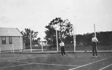 Image: Playing tennis at Longburn School tennis courts