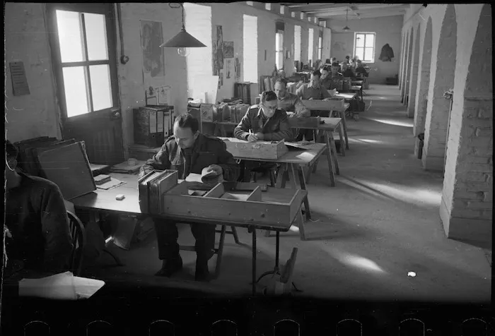 Interior of 2 Echelon Records Section at Maadi Camp, Egypt, World War II - Photograph taken by George Bull