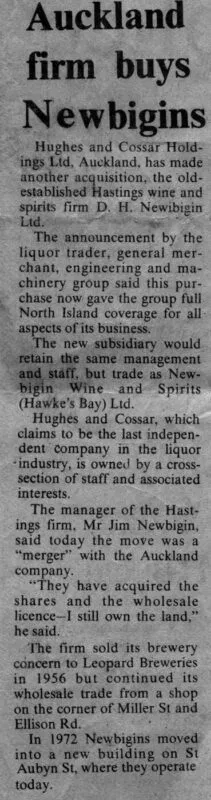 Newspaper Article – Auckland firm buys Newbigins