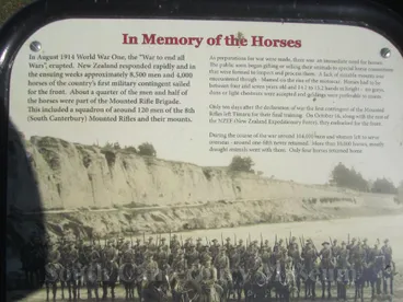 Image: Interpretive panel, "In Memory of the Horses", at Phar Lap Raceway, Timaru