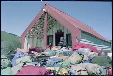 Image: Marchers belongings outside Otoko Marae