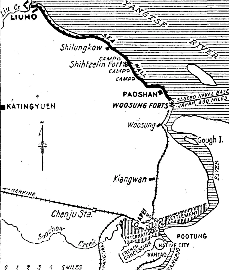 SHANGHAI SITUATION.—As a sequel to alleged murders by Chinese in the international concession at Shanghai, the Japanese threaten to occupy Chapel and flongkew ivilh armed forces in order to protect Japanese subjects. Chapei and Hongkew are thicklypopulated suburbs, largely occupied by Chinese, but are included in the international settlement of the city. Hongkew was formerly known as the American settlement, and at its Slianghai end., separated by the Soochow Creek, Consulates-General and other important buildings and large manufacturing undertakings arc situated. (Evening Post, 25 September 1936)