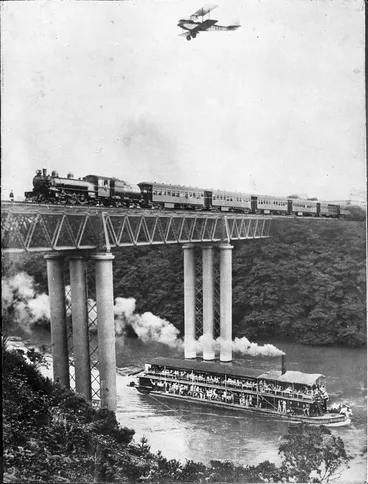 Image: Plane, train & river boat.