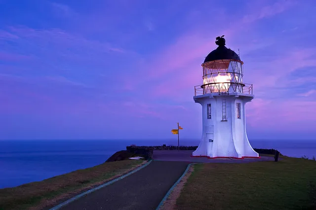 Cape Reinga Lighthouse at sunrise.