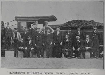 Stationmaster and railway officers, Frankton Junction, Auckland Image: Stationmaster and railway officers, Frankton Junction, Auckland