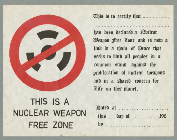 Nuclear Free Zone certificate