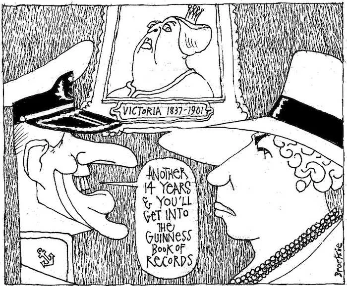 Brockie, Robert Ellison 1932- :'Another 14 years & you'll get into the Guinness Book of Records.' National Business Review. 7 June, 2002.