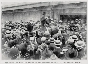Image: New Zealand's welcome to the returned troopers from South Africa by the Tongariro