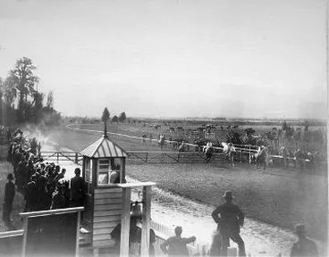 Finish of Hurdles Race, Easter Monday 1897 : Photograph Image: Finish of Hurdles Race, Easter Monday 1897 : Photograph