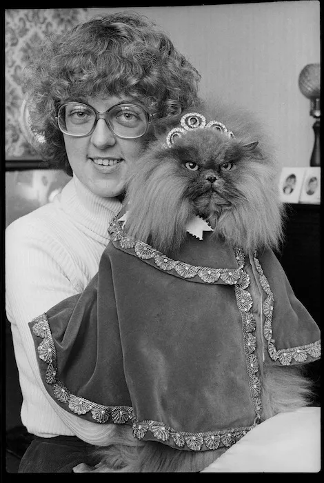 Champion cat, Natasha, wearing tiara and robes - Photograph taken by Paul Reid