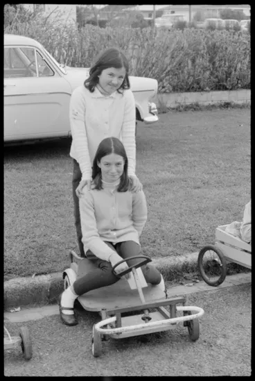 Image: Terrors on Wheels: Bureta trolley derby. Christine Wright and Rosemary Jarrett