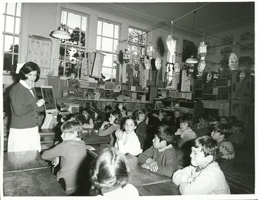Image: Trainee nurse gives a lesson on Dental Health Education, Mt. Albert Primary School, Auckland.