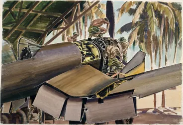 Image: Maintenance No. 1 SU, [RNZAF Corsair], Henderson Field, Lunga Point, Guadalcanal