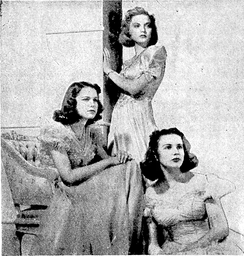 Nan Grey, Helen Parrish, and Deanna Durbin, the three smart girls of "Three Smart Girls Grow Up," latest success of the youthful star, which is to remain at the St. James Theatre for another week. (Evening Post, 08 June 1939)