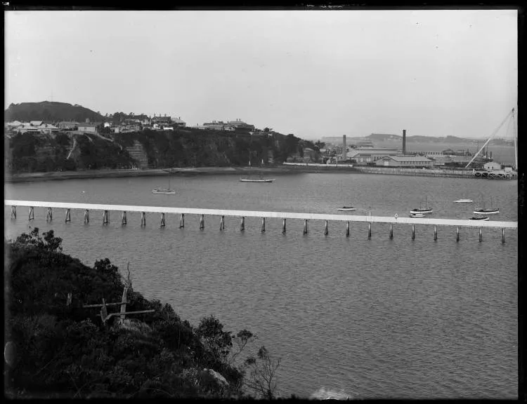 Stanley Bay Wharf from Stanley Point, 1912