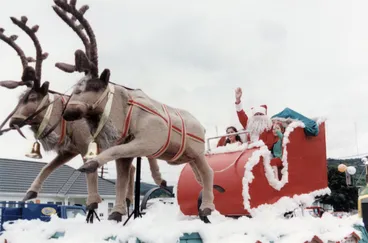 Image: Christmas parade 1999; Santa and reindeer.