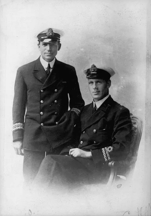 Frank Worsley (standing) and Joseph Russell Stenhouse