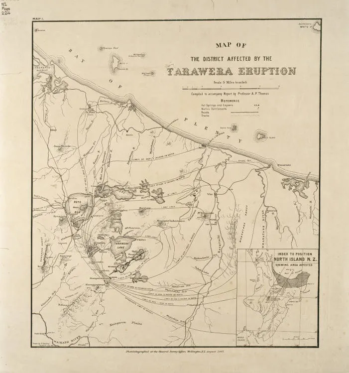 Map of the district affected by the Tarawera eruption