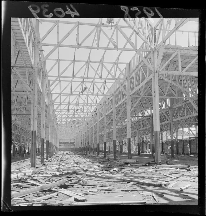 Centennial Exhibition building during demolition, Rongotai, Wellington