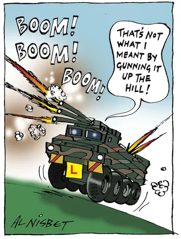 Image: Boom! Boom! Boom! "That's not what I meant by gunning it up the hill!" 16 November, 2004.