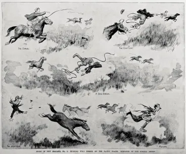 Image: Sport in New Zealand, No 2: Hunting wild horses on the Taupo plains