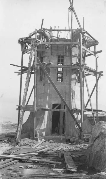 Image: Baring Head Lighthouse under construction