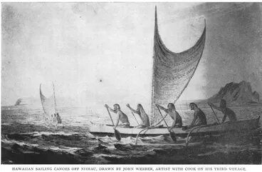 Image: Hawaiian Sailing Canoes off Niihau, Drawn by John Webber, Artist With Cook on his Third Voyage