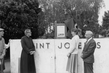 Image: Unveiling plaque, St Josephs Catholic Church, Takapuna.