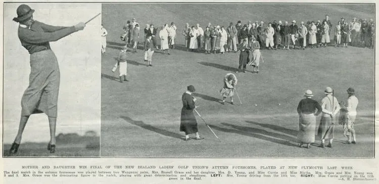 Mother and daughter win final of the New Zealand Ladies' Golf Union's autumn foursomes, played at New Plymouth last week