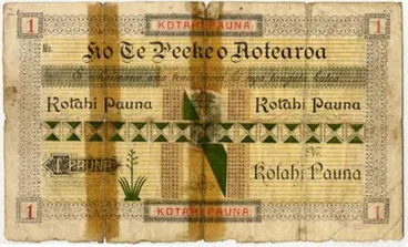 Bank of Aotearoa One Pound Note, 1880s. Image: Bank of Aotearoa One Pound Note, 1880s.
