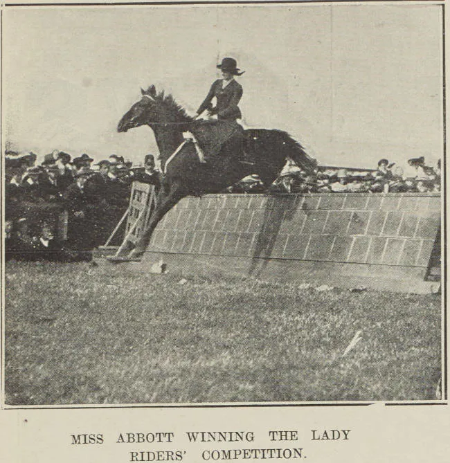 Miss Abbott winning the lady riders' competition