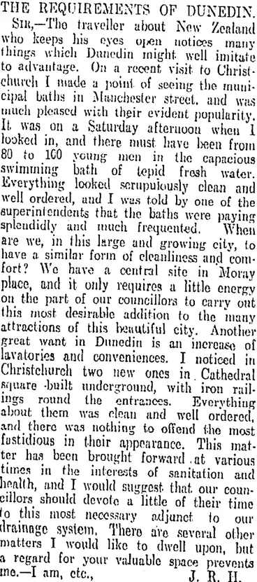 Image: THE REQUIREMENTS OF DUNEDIN. (Otago Daily Times 3-4-1909)