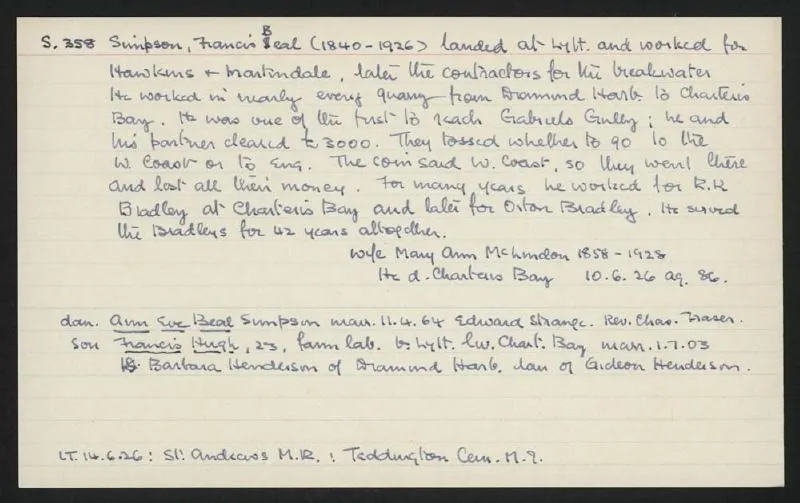 Macdonald Dictionary Record: Francis Beal Simpson